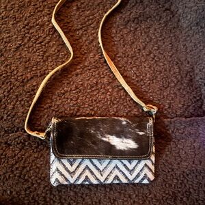 Myra Bag Black and White Chevron Crossbody